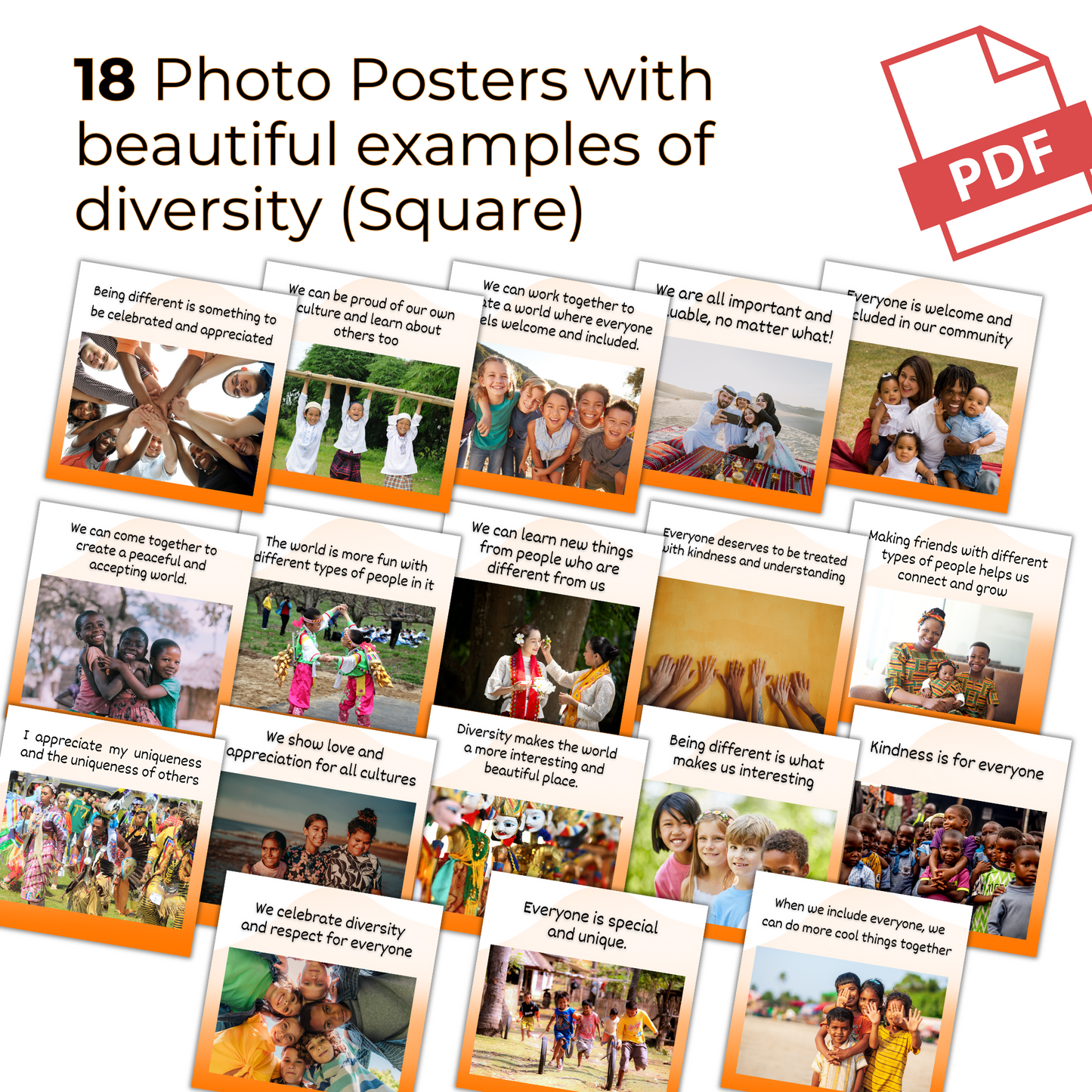 Cultural Diversity Multicultural Affirmation Flashcards and Posters