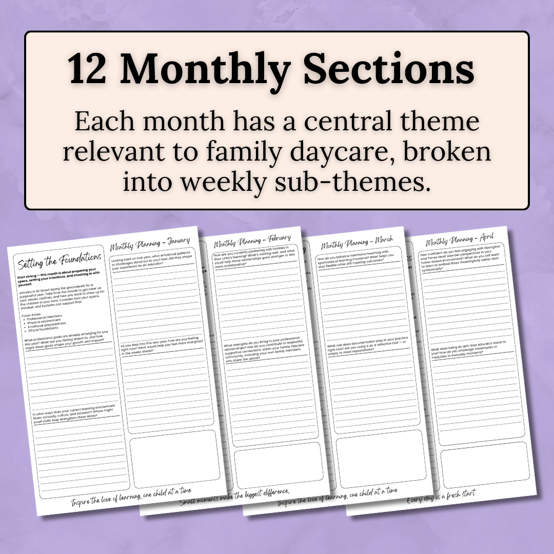 Family Daycare Educator: 12-Month Reflective Journal (Digital PDF)