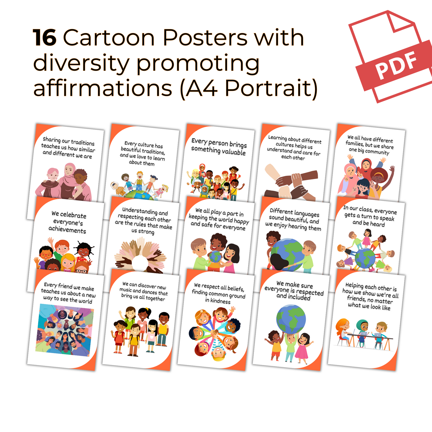 Cultural Diversity Multicultural Affirmation Flashcards and Posters