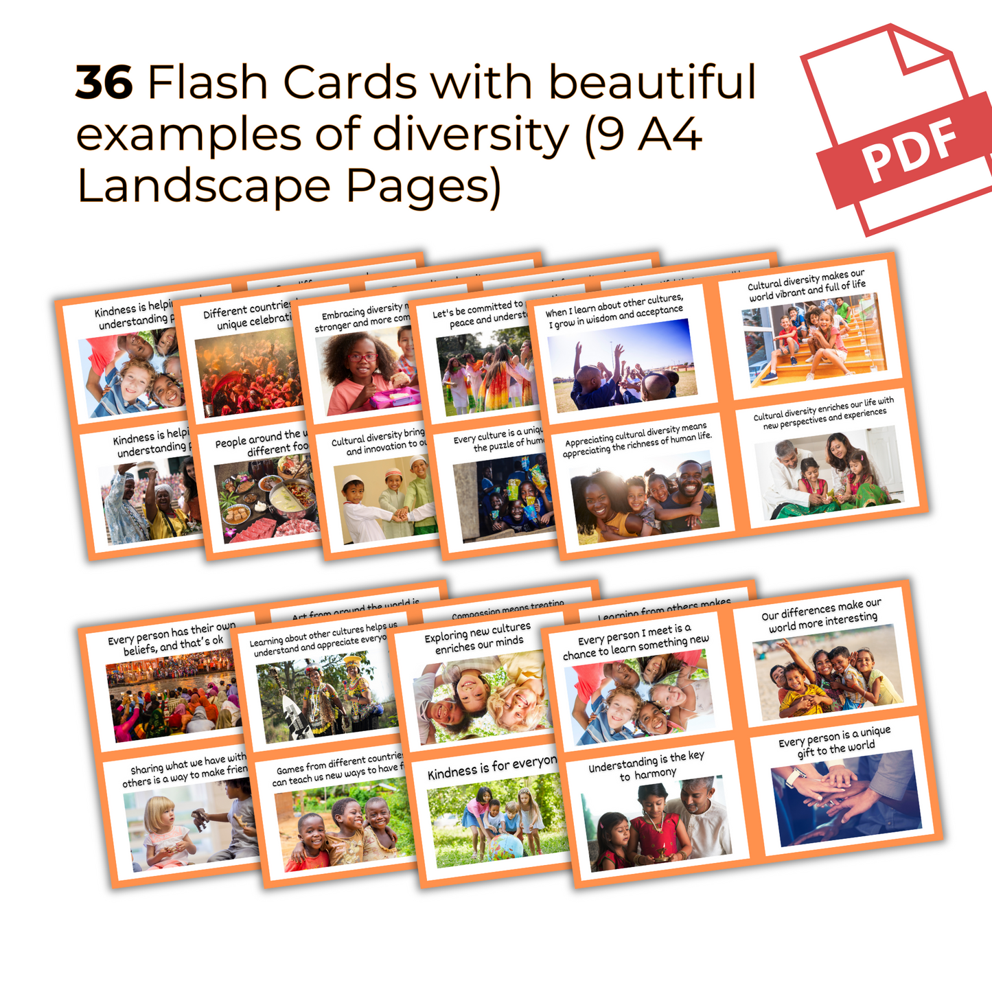Cultural Diversity Multicultural Affirmation Flashcards and Posters
