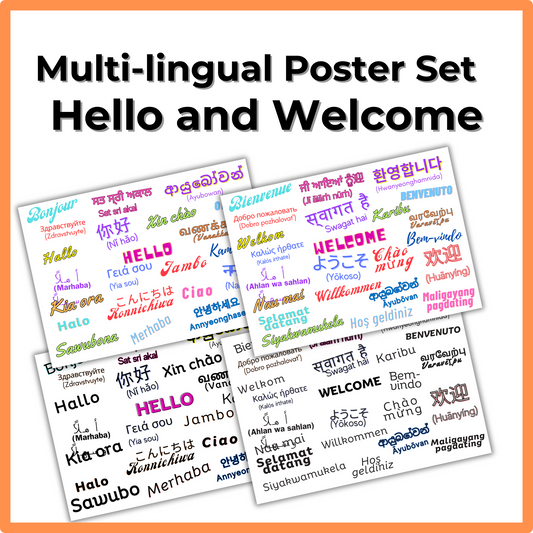 Multilingual Welcome and Hello Posters