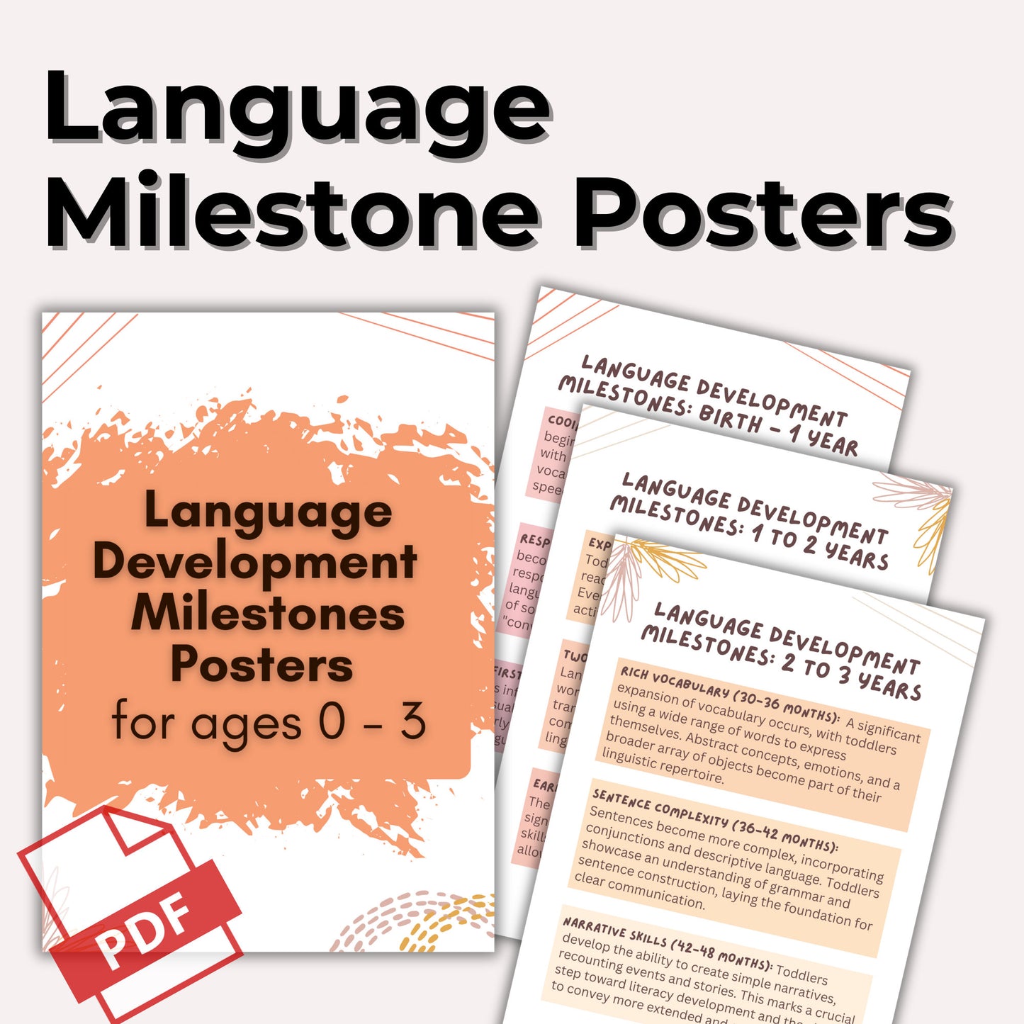 BUNDLE - Developmental Milestones, Language Milestones, Schemas, Play Based Learning