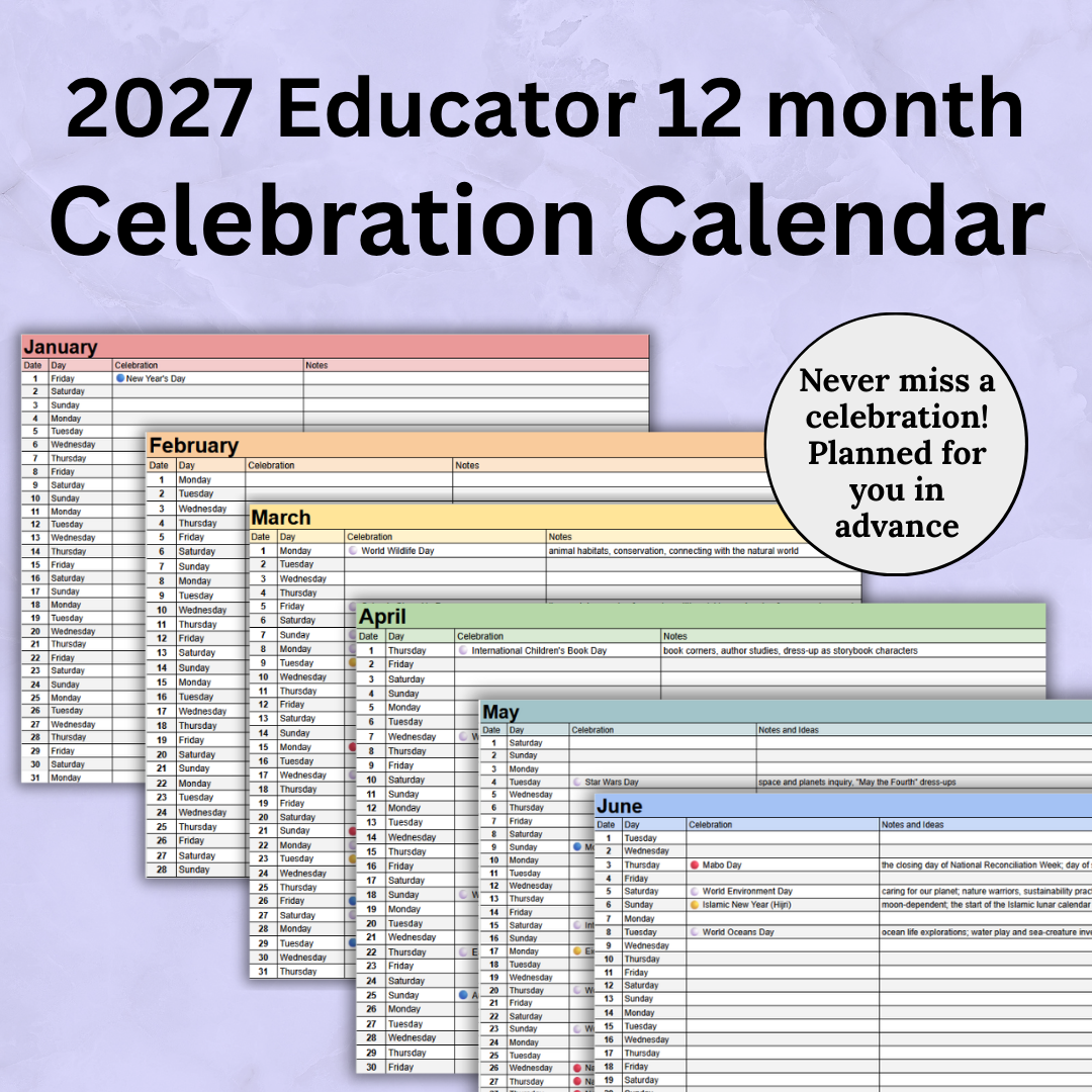 2027 Celebrations Calendar for Australian Early Childhood Educators