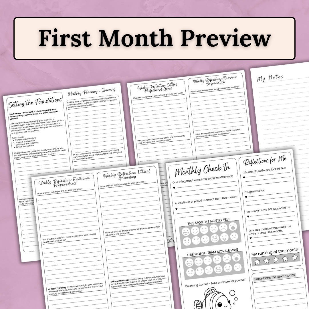 Early Childhood Educator: 12-Month Reflective Journal (Digital PDF)