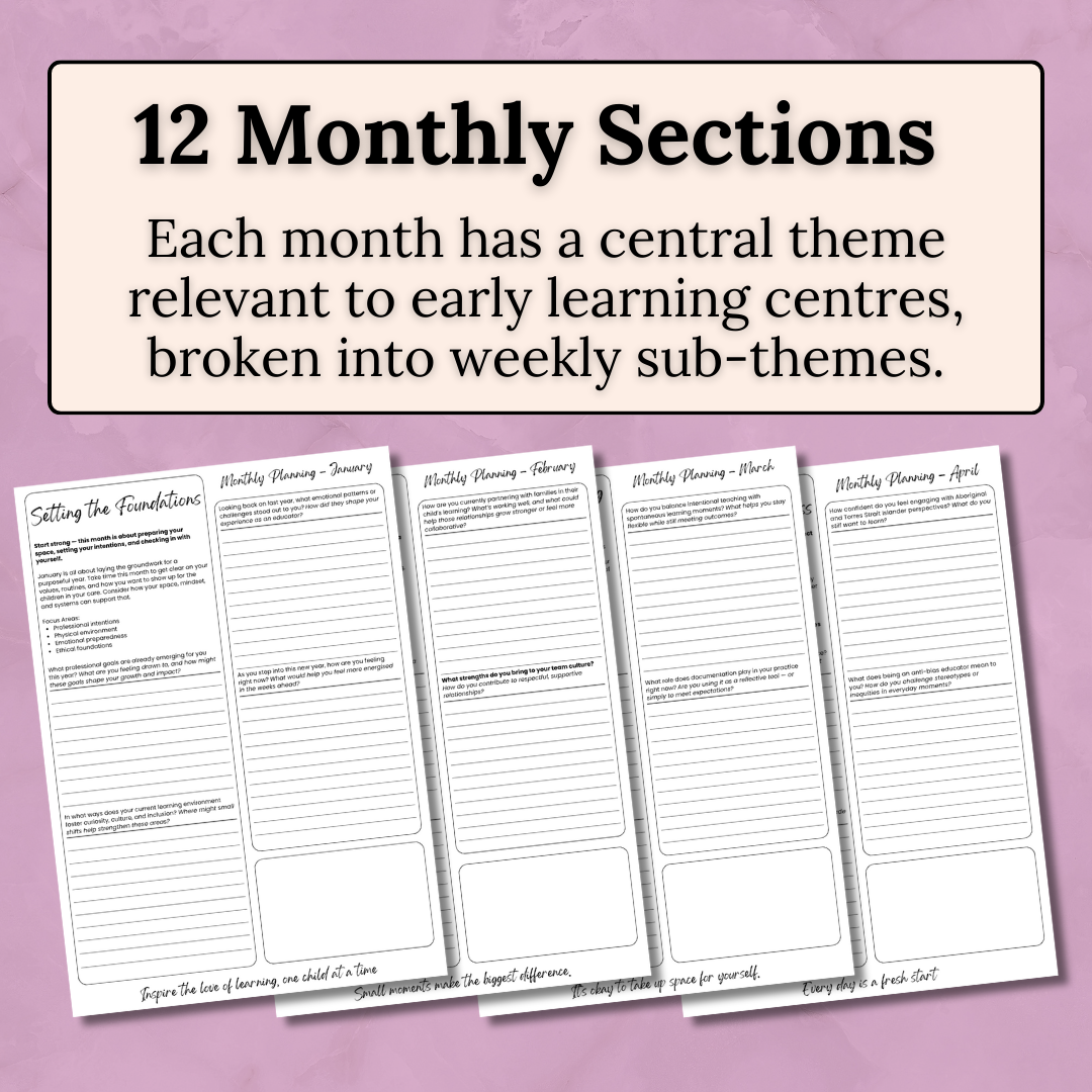 Early Childhood Educator: 12-Month Reflective Journal (Digital PDF)
