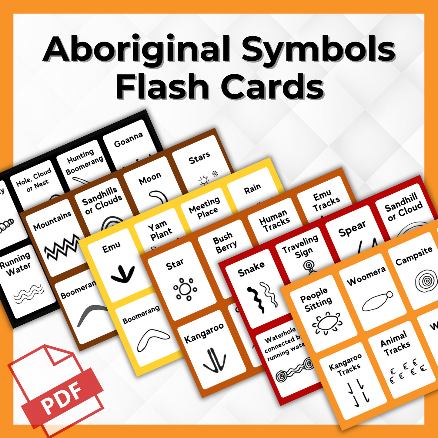 Aboriginal Symbols - Printable PDF Flashcard Set