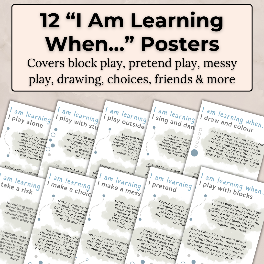 Play-Based Learning Poster Set – Explanations of Learning Through Play | Printable PDF