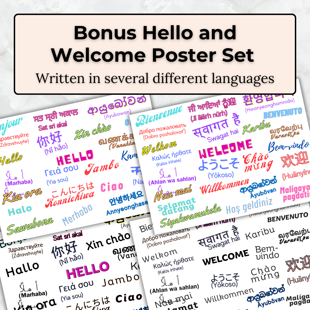 Multilingual Greetings – Printable PDF Poster Set