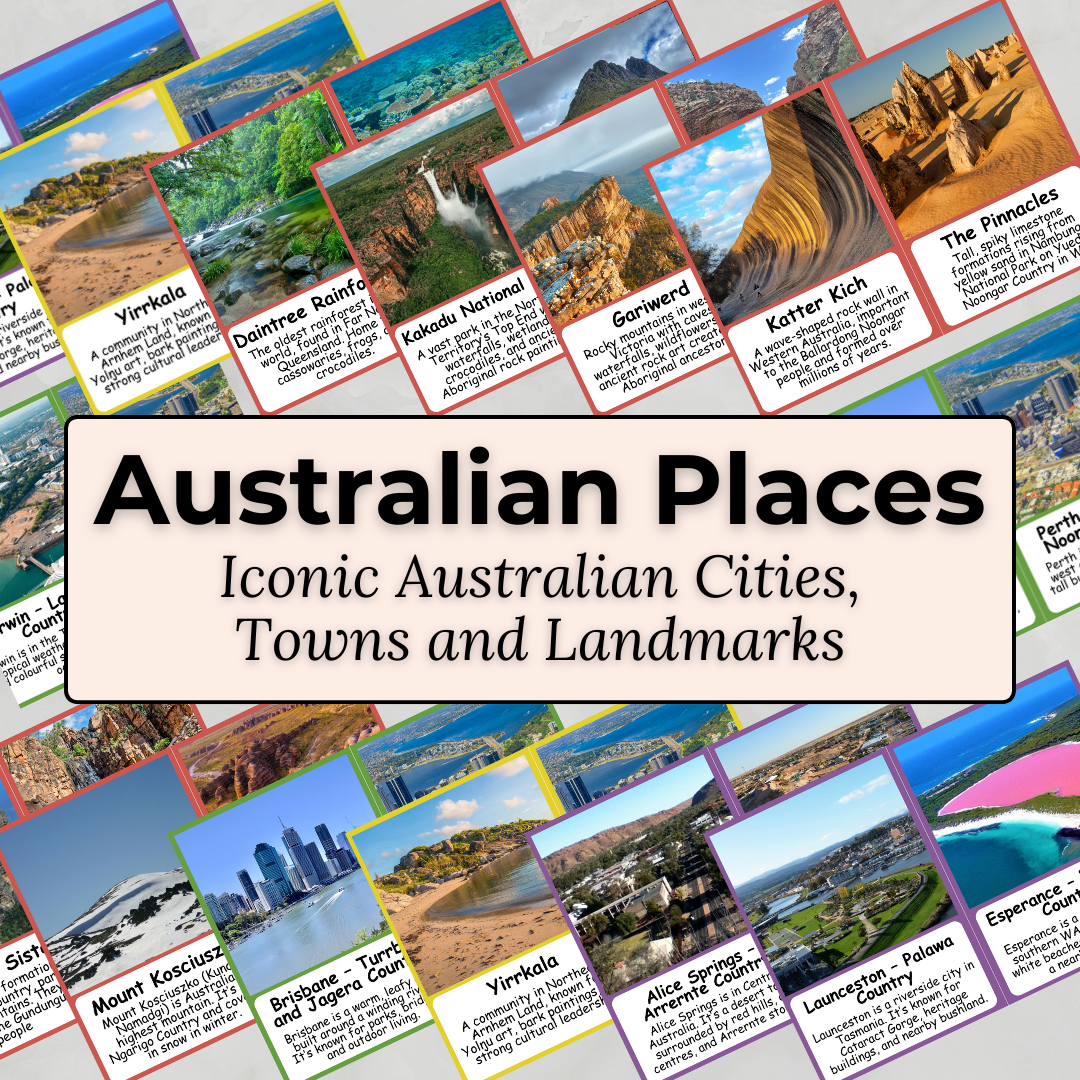 Australian Places - Printable PDF Flashcard Set