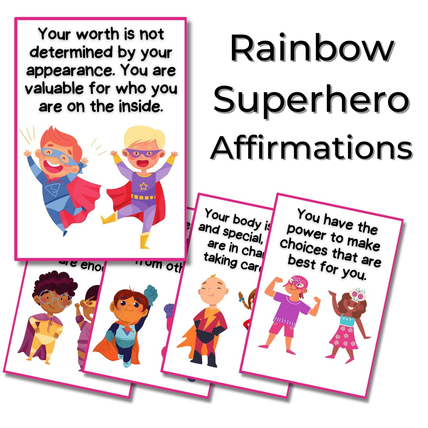 Affirmation Cards - Super Hero Gender Neutral - Printable Affirmation Cards for Children