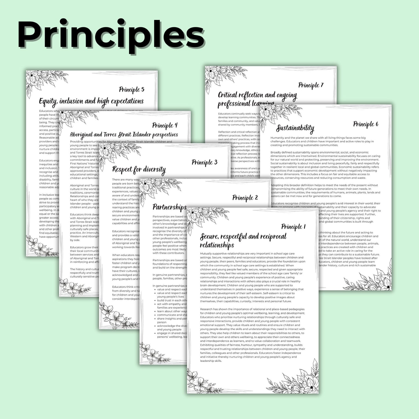 MTOP 2.0 Updated Posters and Cheat Sheets - Minimalist Design for Learning Outcomes, Principles and Practices Early Years Learning Framework